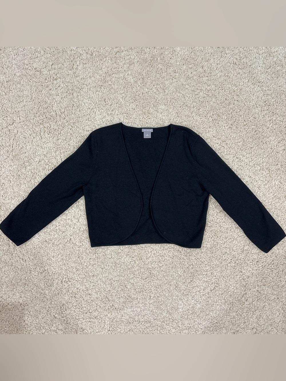 Ann Taylor Women's Y2K Black Silk Cropped Shrug Sweater Cardigan Size Medium